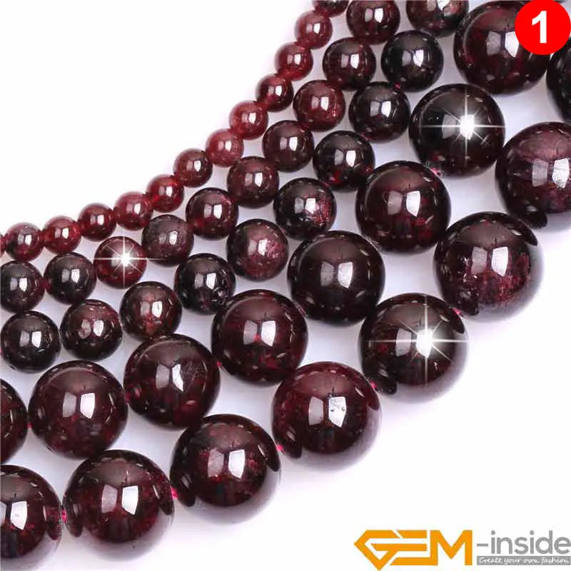 Natural Dark Red Garnet Round Beads – 15" Strand for DIY Jewelry Making (6mm / 8mm / 10mm)