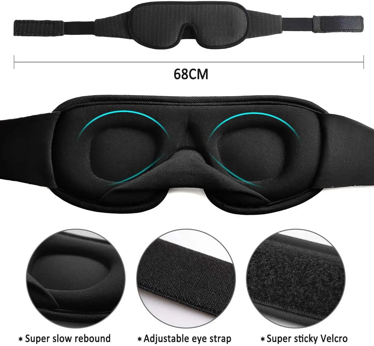 3D Sleep Mask - Soft Blockout Eye Cover for Comfortable Sleep - Image 6