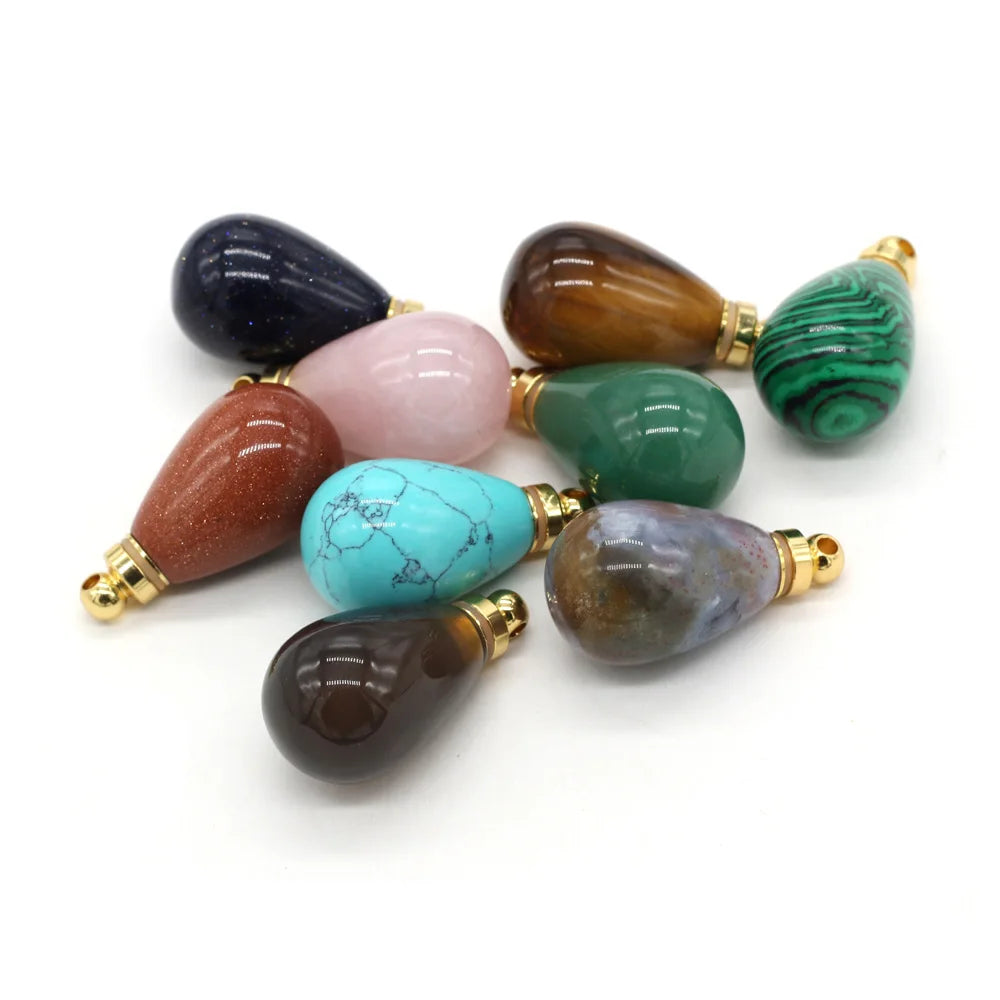 Natural Gemstone Essential Oil Diffuser Pendant – Crystal Agate Perfume Bottle Charms - Image 2