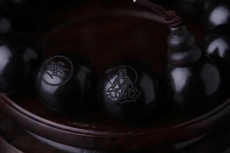 Natural Ebony Buddhist Prayer Bracelet – 15mm/20mm Beads Meditation Jewelry for Men & Women - Image 6