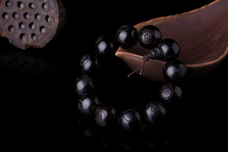 Natural Ebony Buddhist Prayer Bracelet – 15mm/20mm Beads Meditation Jewelry for Men & Women - Image 4