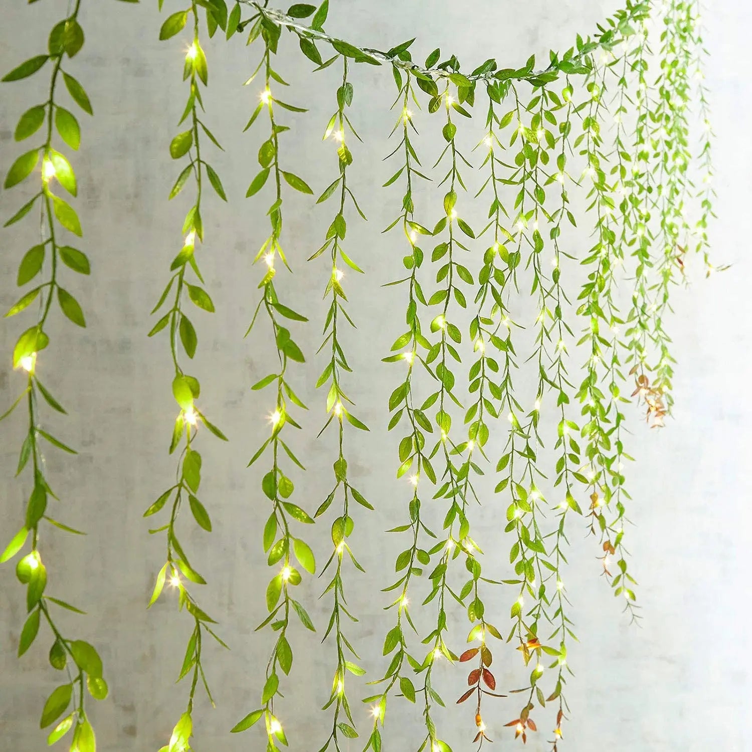 Artificial Ivy Willow Garland with String Lights – Hanging Greenery for Wall, Party, Wedding & Home Decor