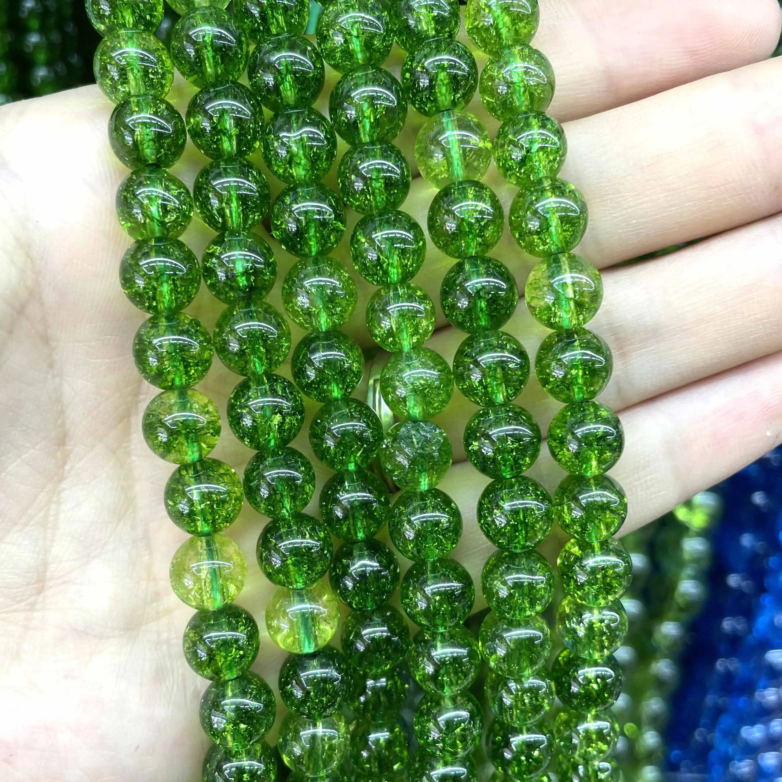Natural Green Peridot Crystal Quartz Round Beads – Loose Stones for DIY Jewelry Making (4mm–10mm) - Image 5