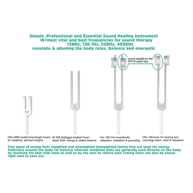 4Pcs Tuning Fork Set - Healing Chakra & Sound Therapy - Image 3