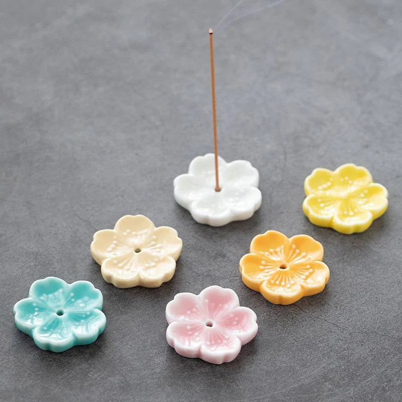 Ceramic Cherry Blossom Incense Burner – Elegant Stick Holder for Home, Office & Teahouse Decor - Image 4