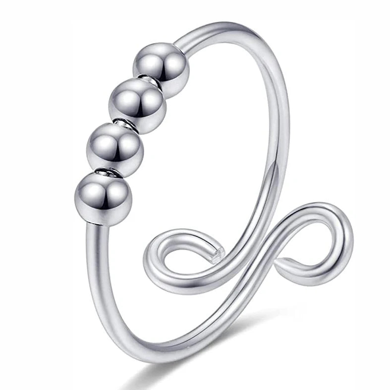 Fashion Anxiety Fidget Rings – Adjustable Stainless Steel Rotatable Bead Rings for Women - Image 10
