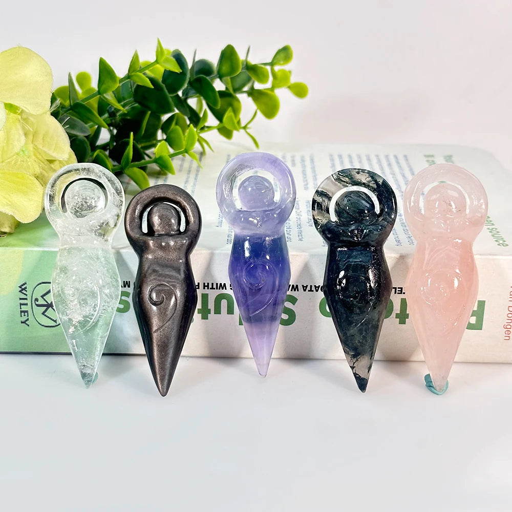 Natural Crystal Goddess Statue Carving – Pocket-Sized Home Decoration & Spiritual Gift - Image 6