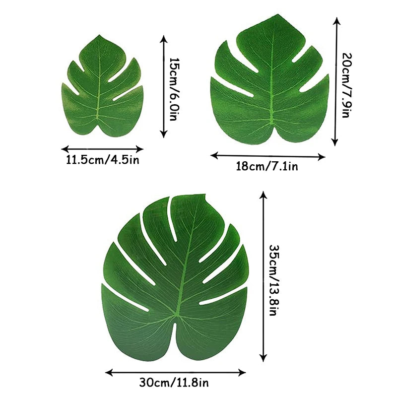 12pcs Artificial Tropical Palm Leaves – Hawaiian Luau & Jungle Party Table Decor - Image 4