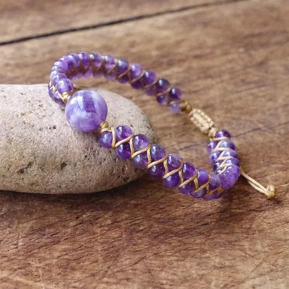 Natural Stone Braided Yoga Bracelet – Handmade Boho Charm Wrap Bracelet for Women - Image 4