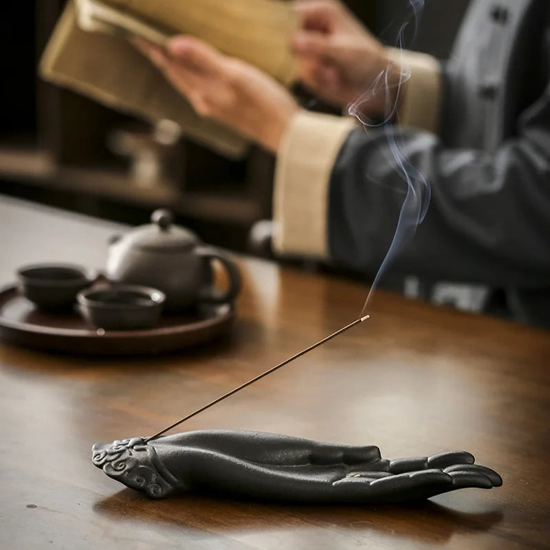 Creative Ceramic Buddha Hand Incense Holder – Spiritual Stick Burner for Home, Teahouse & Office Decor - Image 4