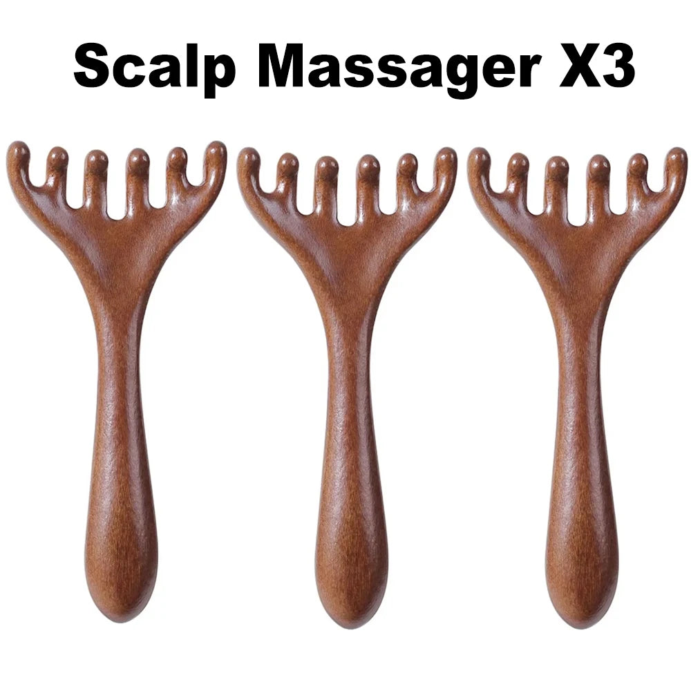 Natural Golden Sandalwood Five-Claw Scalp Massager - Image 7