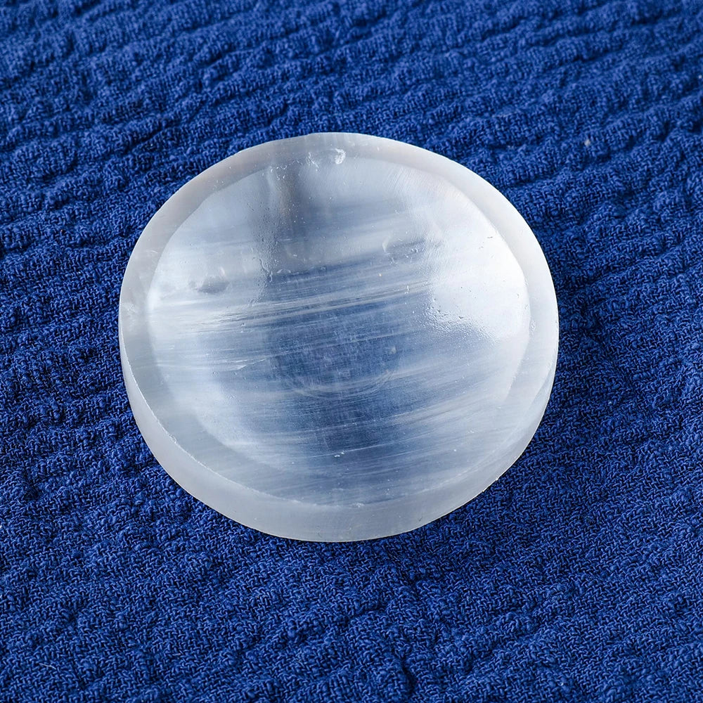 Natural Selenite Plate Round Crystal Bowl for Reiki Healing - Image 5