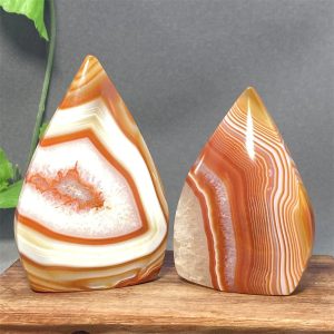 Natural Red Agate Striped Crystal Ornament