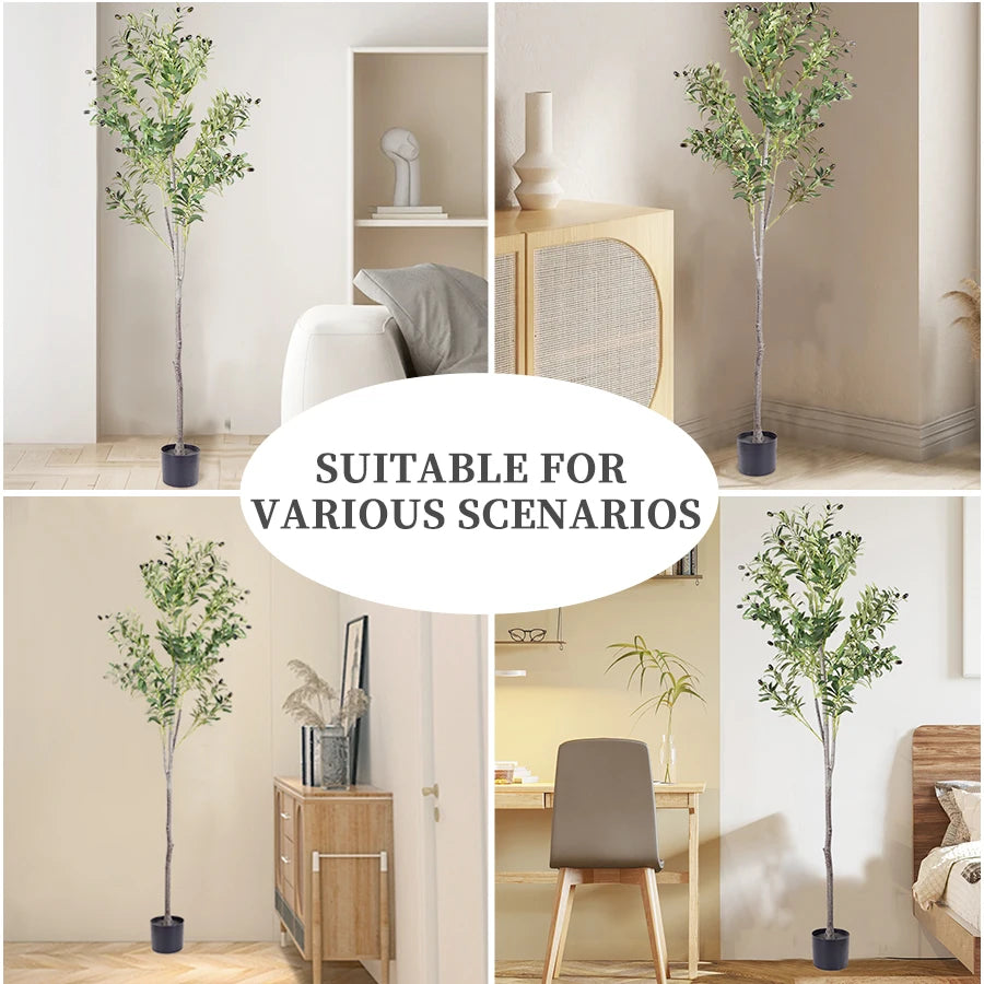 Artificial Olive Tree with Pot – 4/5/6FT Tall Faux Plant with Fruit for Room & Holiday Decor - Image 6
