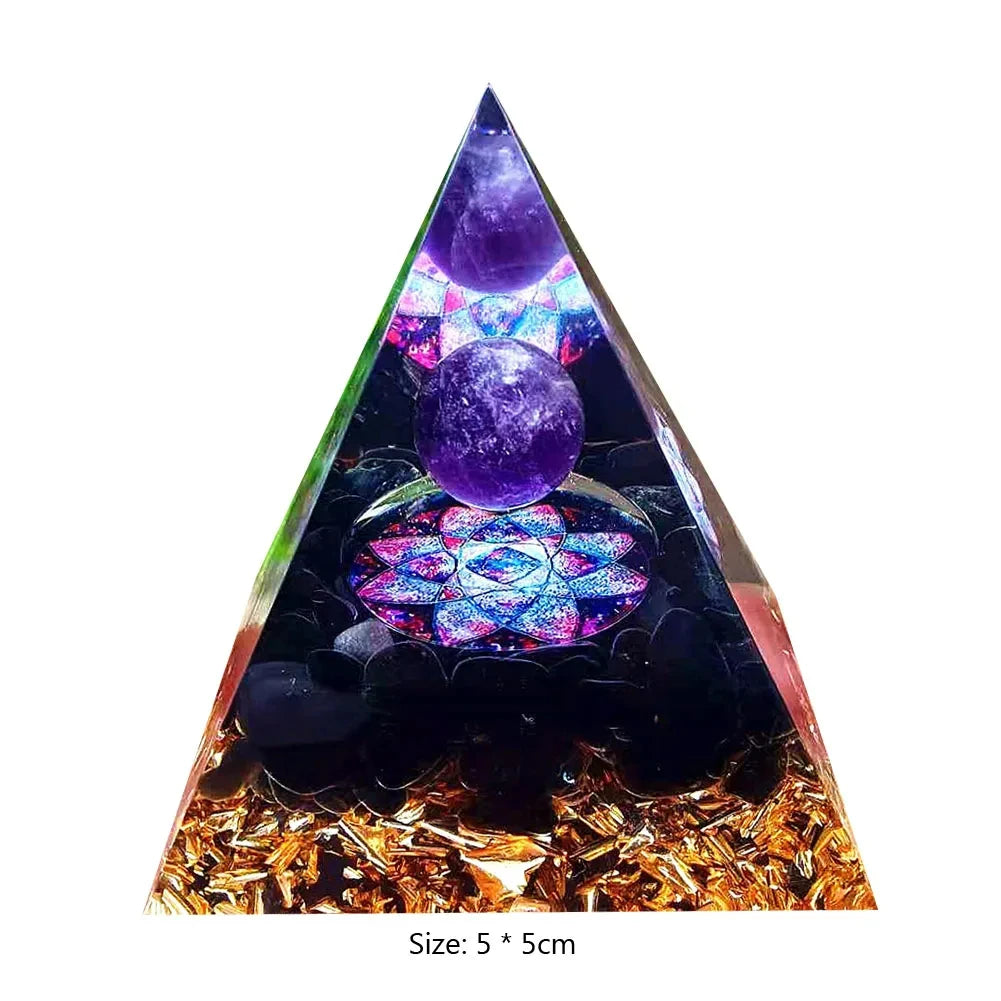 Crystal Stone Orgone Pyramid – Energy Generator with Natural Amethyst & Peridot for Reiki, Chakra & Room Decor - Image 10