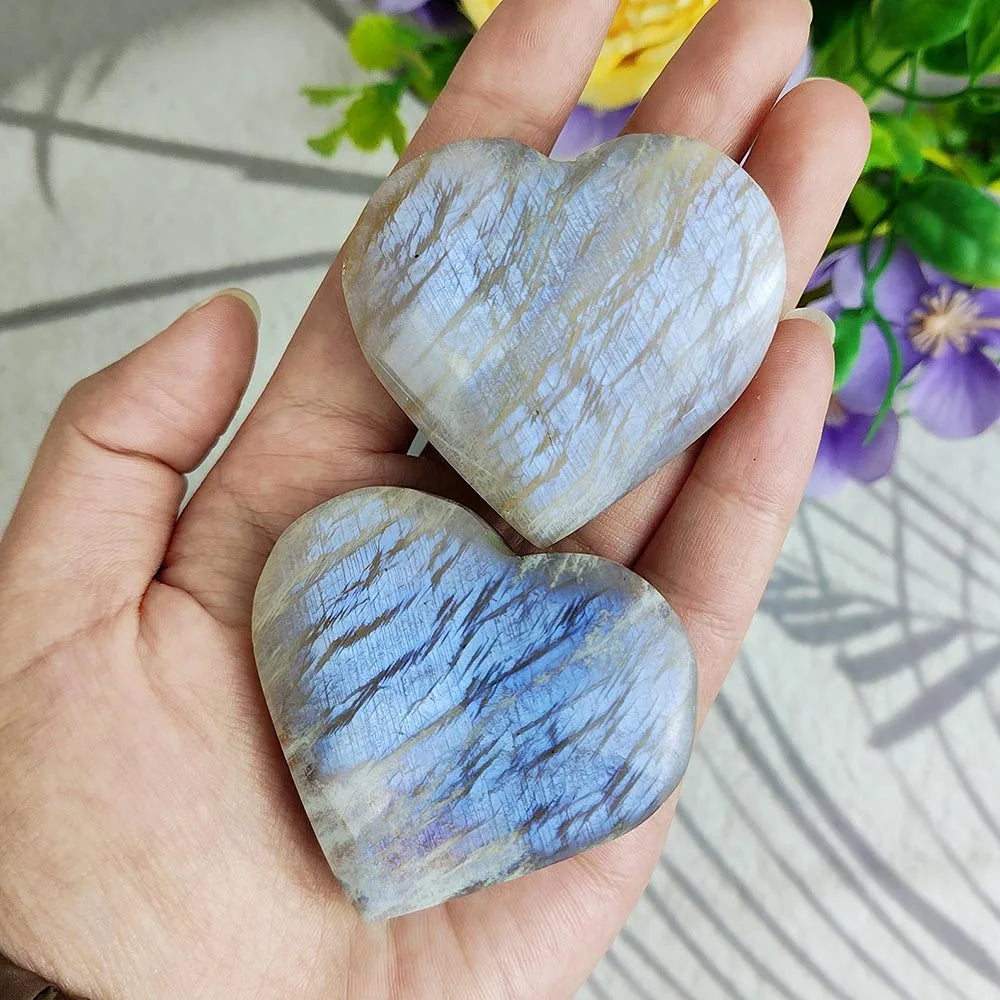 1PC Rare Blue Moonstone Heart – Natural Crystal Carving for Feng Shui, Healing & Meditation - Image 3