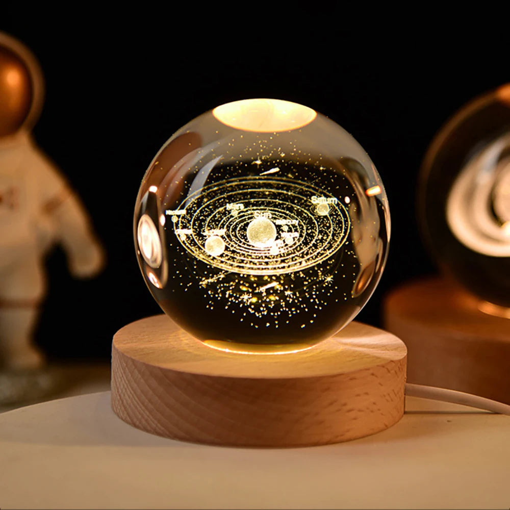 3D Crystal Ball Lamp with Galaxy Projections - Image 3