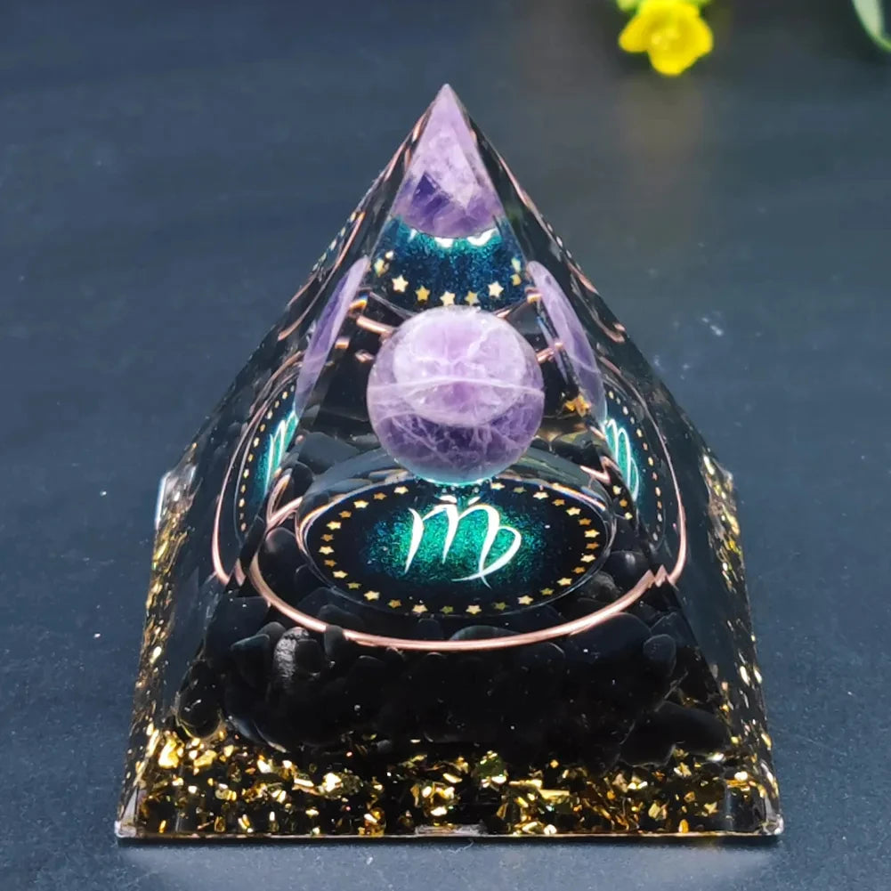 Crystal Stone Orgone Pyramid – Energy Generator with Natural Amethyst & Peridot for Reiki, Chakra & Room Decor - Image 30