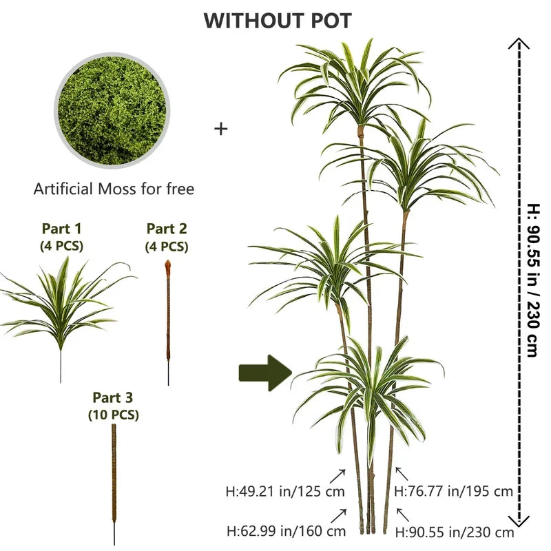 Artificial Dracaena Fake Plant Large Detachable Ornament Realistic - Image 9