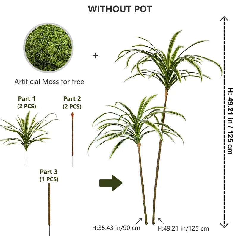 Artificial Dracaena Fake Plant Large Detachable Ornament Realistic - Image 7