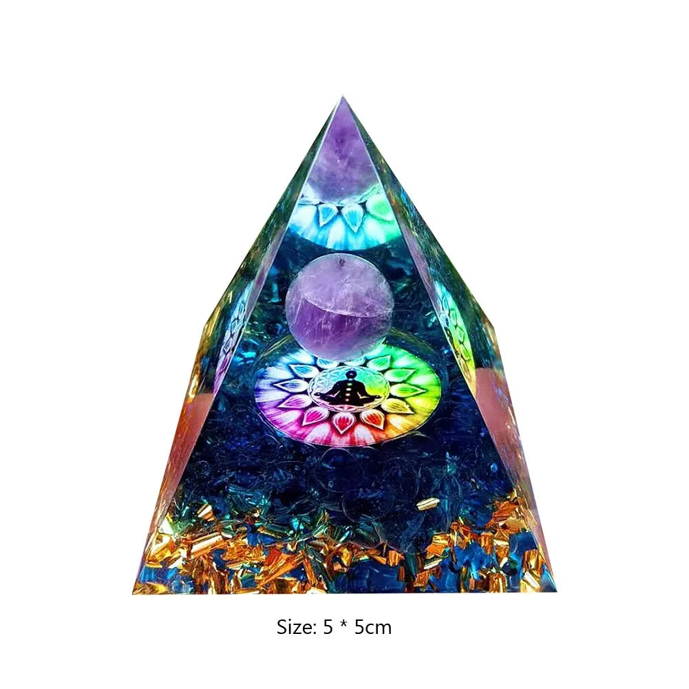 Crystal Stone Orgone Pyramid – Energy Generator with Natural Amethyst & Peridot for Reiki, Chakra & Room Decor - Image 36