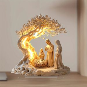 2025 Desktop Family Statue – Jesus Tree of Life Newborn Acrylic Ornament for Home Decor