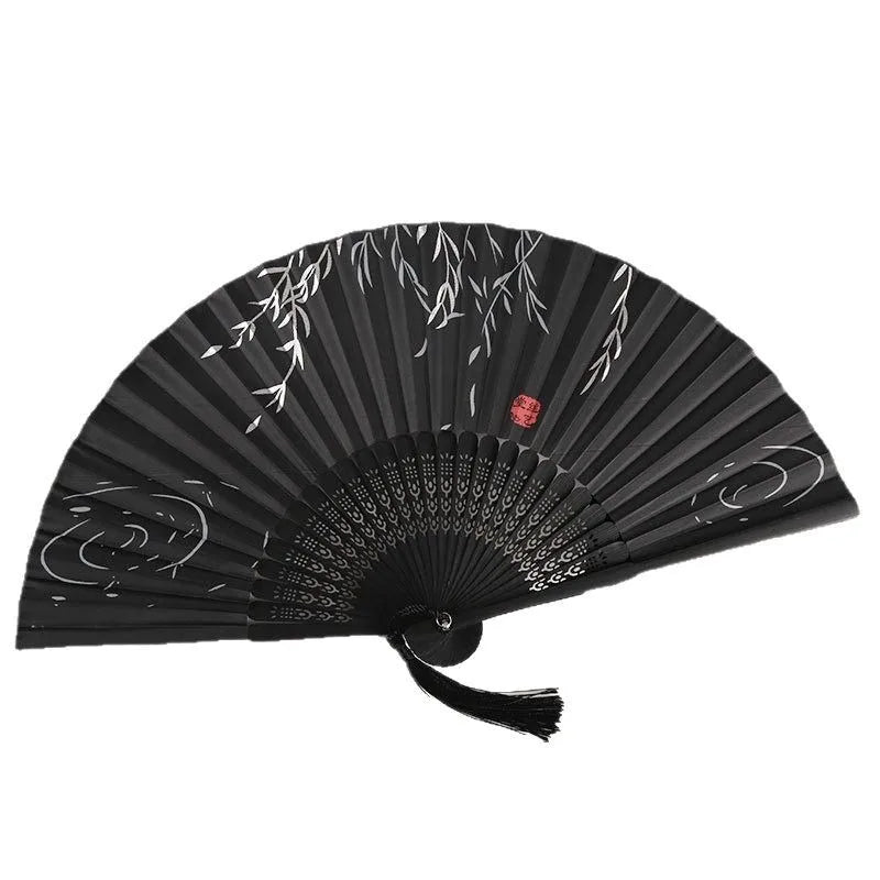 Bamboo Folding Fan Silk Chinese Fan Hand Women - Image 5