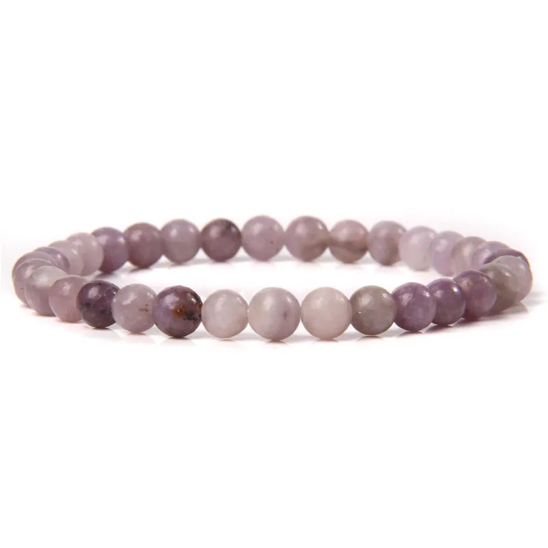 6MM Natural Stone Bead Stretch Bracelet – Energy Healing Agate Elastic Bangle for Men & Women - Image 4