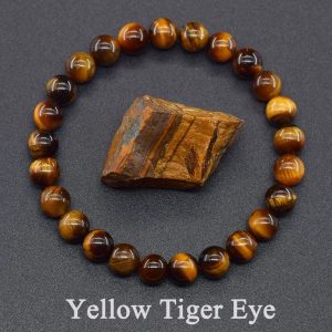 5A Natural Tiger Eye Bead Bracelet – Soul Healing & Protection Crystal Jewelry for Men & Women