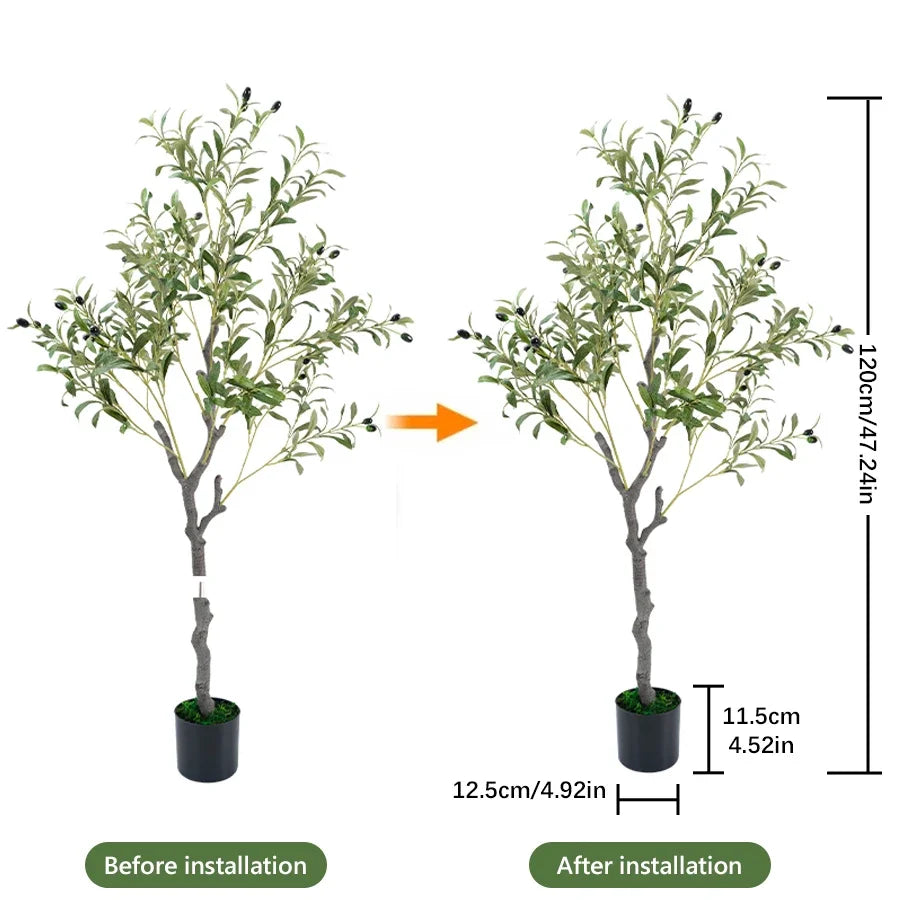 Artificial Olive Tree with Pot – 4/5/6FT Tall Faux Plant with Fruit for Room & Holiday Decor - Image 7