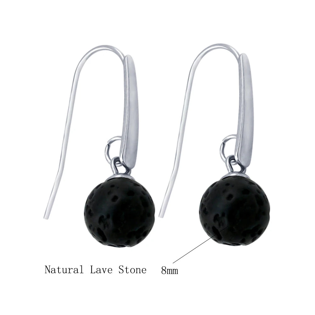 Black Natural Lava Rock Stone Bead Stud Earrings – DIY Aromatherapy Diffuser Jewelry for Women - Image 5