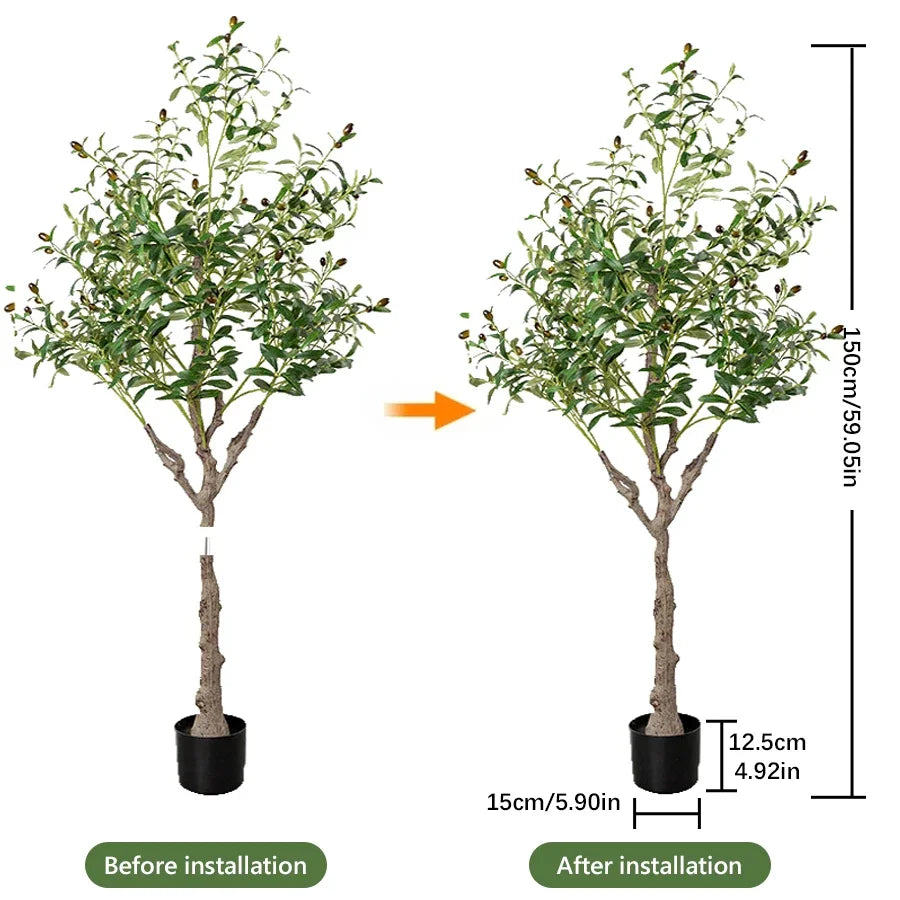 Artificial Olive Tree with Pot – 4/5/6FT Tall Faux Plant with Fruit for Room & Holiday Decor - Image 8