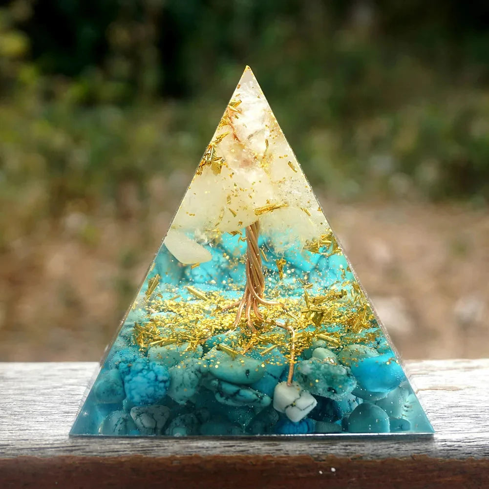 Crystal Stone Orgone Pyramid – Energy Generator with Natural Amethyst & Peridot for Reiki, Chakra & Room Decor - Image 25