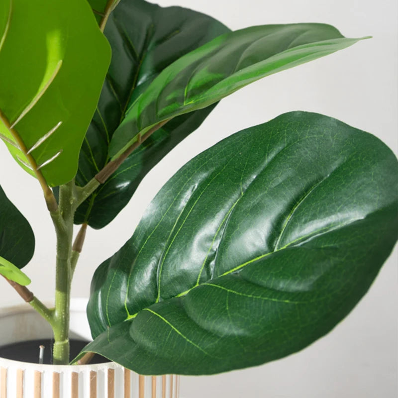 38cm Artificial Ficus Tree Branch – Faux Fiddle Leaf & Banyan Foliage for Home & Office Decor - Image 5
